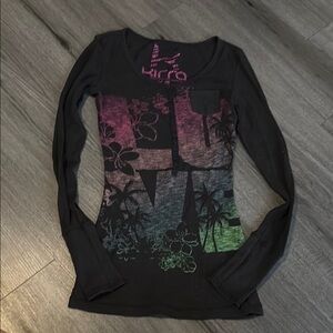 Vintage Kirra Black Long Sleeve with Multicolor Graphic